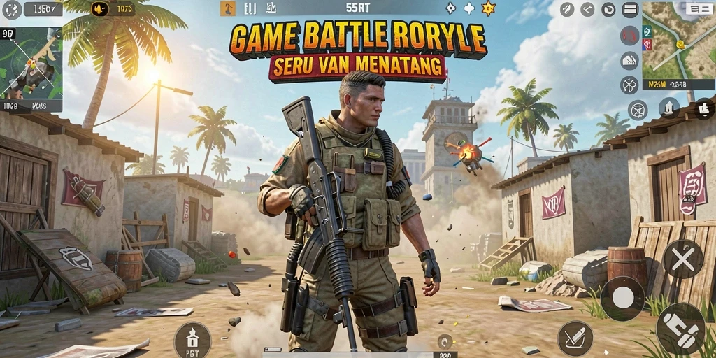 Tampilan seru gameplay Battle Royale 55RT yang mendebarkan.