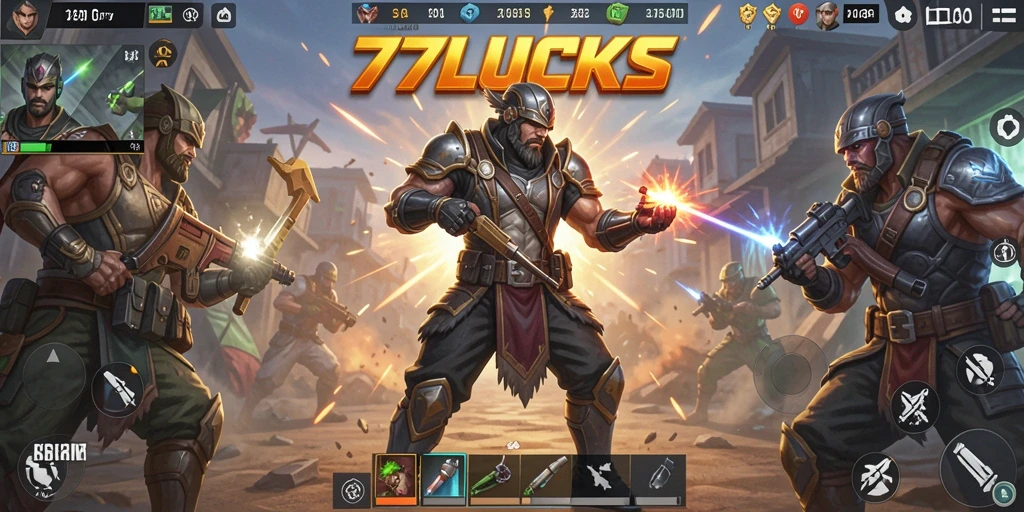 Gameplay intens di arena Battle Royale 77LUCKS.