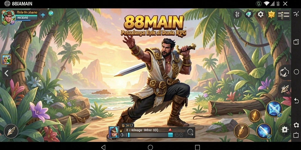 Tangkapan layar utama 88MAIN menunjukkan gameplay RPG yang menegangkan.