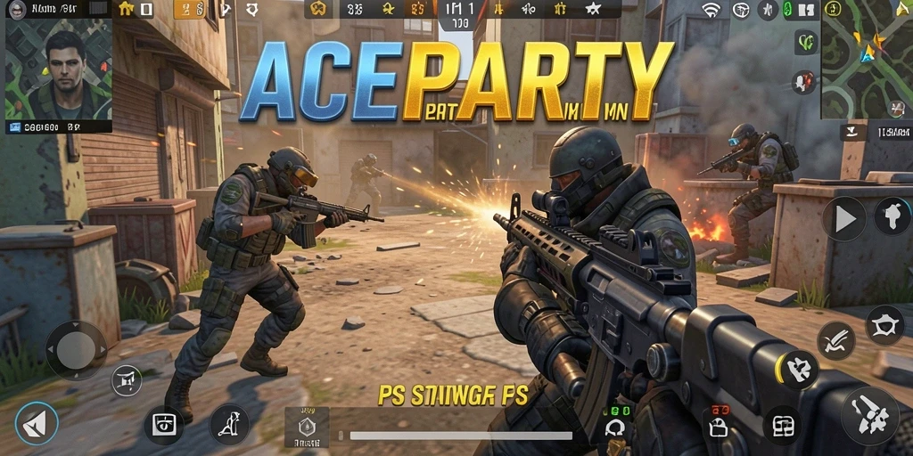 Gameplay dinamis di ACEPARTY menampilkan aksi tembak-menembak yang mendebarkan.