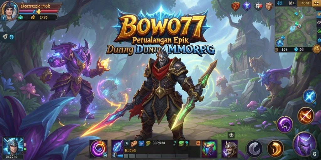 Screenshot gameplay BOWO77 yang menampilkan pertempuran epik antara para pemain.