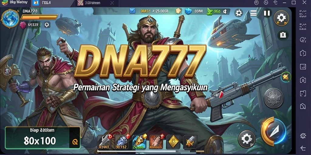 Screenshot menunjukkan pertarungan intens dalam gameplay SLG DNA777.