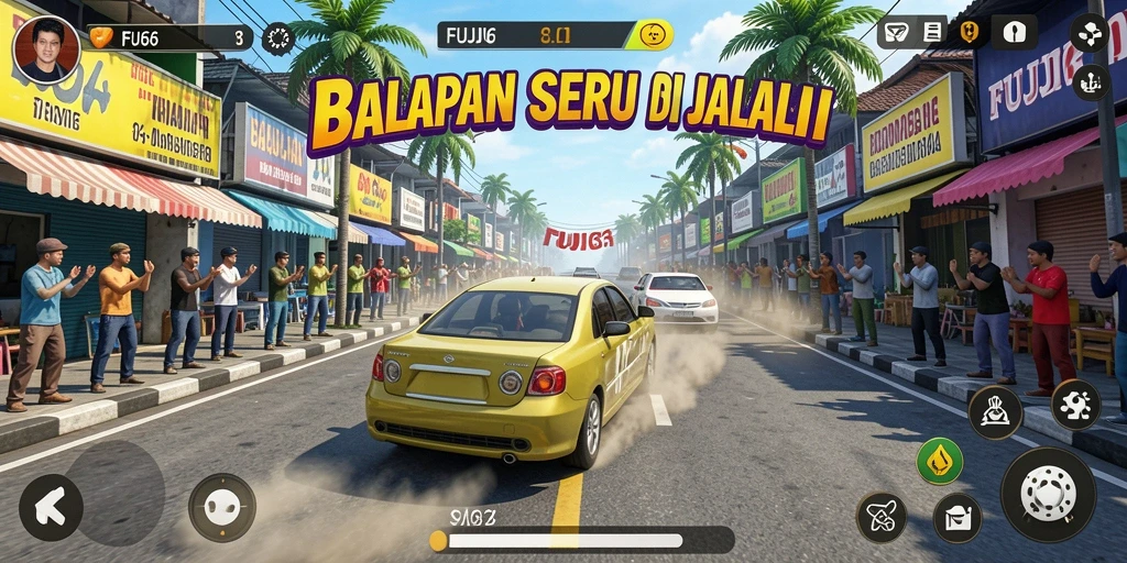 Tampilan seru dari balapan FUJI66 dengan mobil cepat dan grafik menakjubkan.