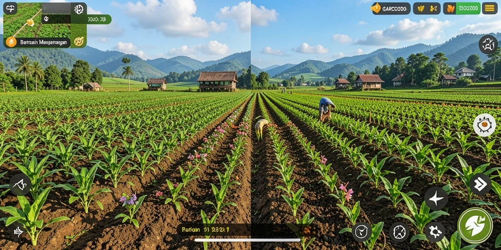 Tampilan gameplay <strong>GARCO200</strong> dengan aktivitas pertanian yang menyenangkan.
