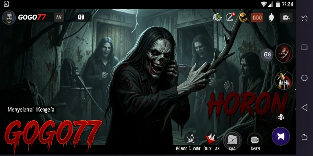Gameplay GOGO77 dengan suasana horor yang mencekam dan menegangkan.