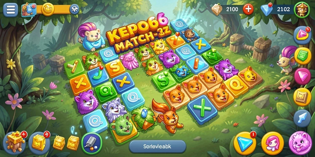Tangkapan layar KEPO66 dengan aksi gameplay Match-3 yang seru dan penuh warna.