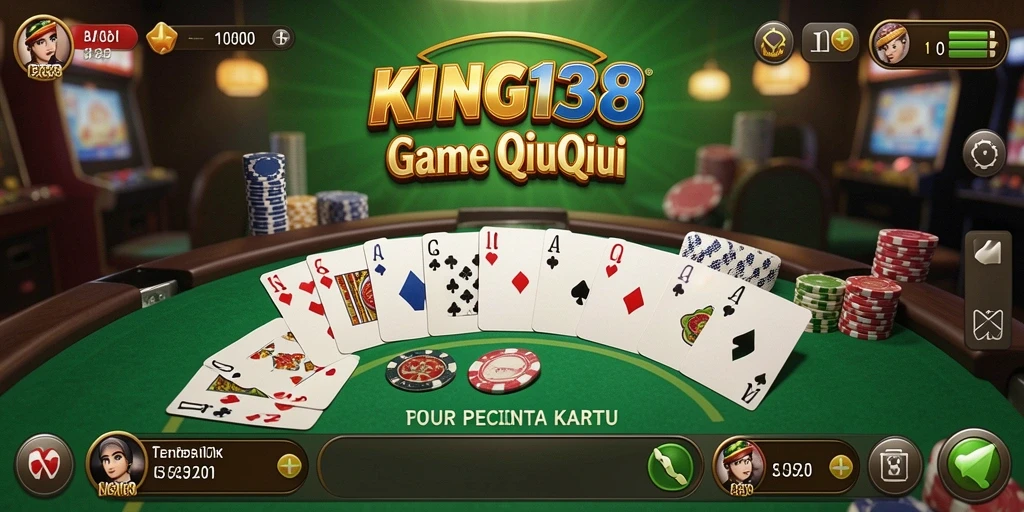 Screenshot utama KING138 menampilkan aksi seru dalam permainan QiuQiu.