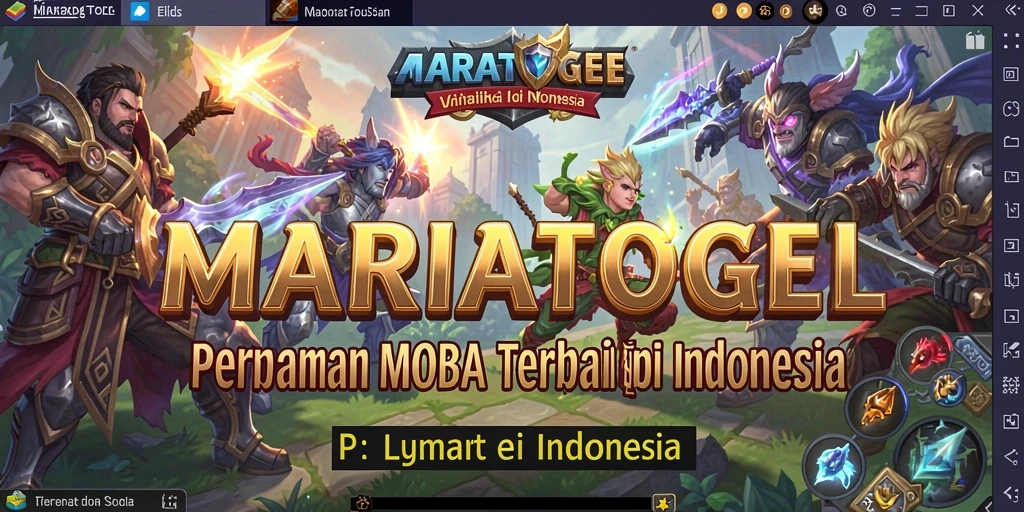 Tangkapan layar MARIATOGEL dengan aksi pertempuran MOBA yang mendebarkan.