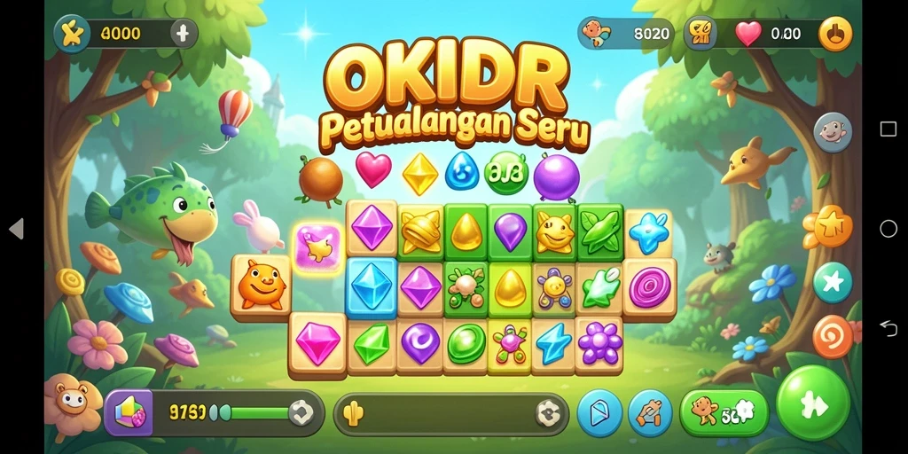Gameplay seru OKIDR dengan tantangan Match-3 yang mengasyikkan.