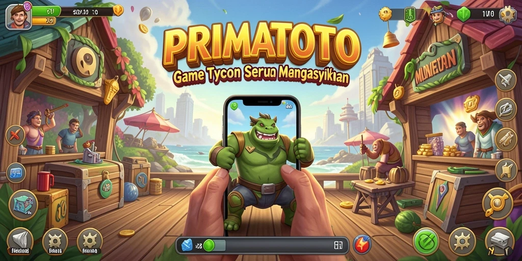Screenshot PRIMATOTO menampilkan suasana gameplay Tycoon yang seru.
