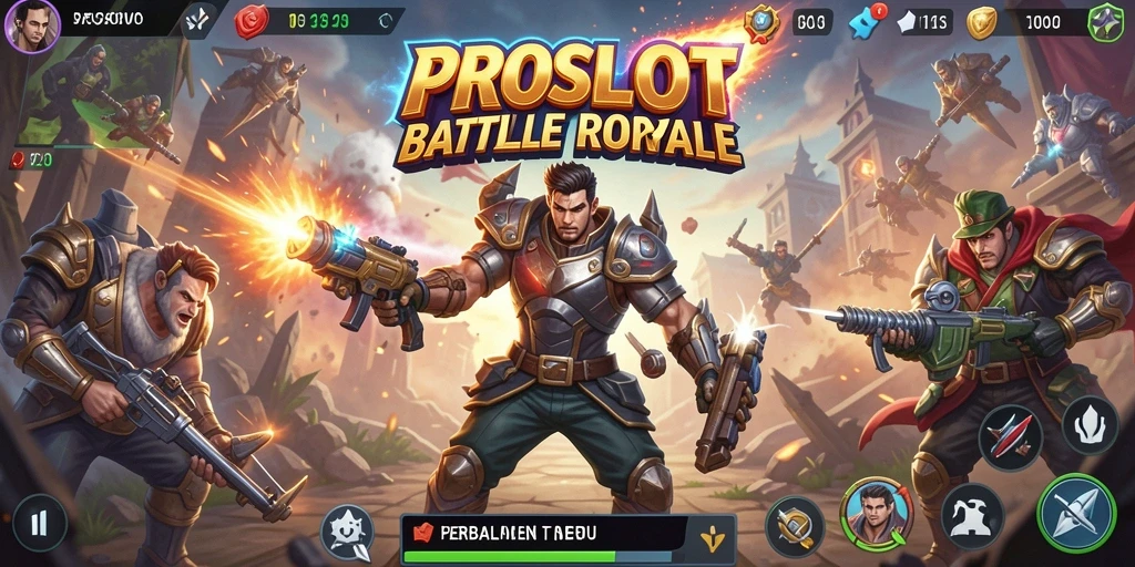 Tampilan gameplay seru di medan perang Battle Royale PROSLOT.