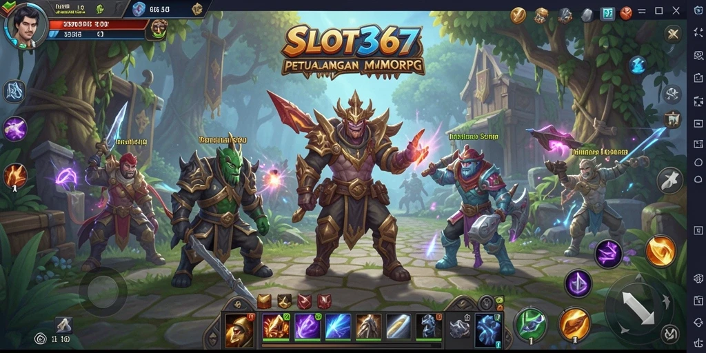 Tangkapan layar gameplay SLOT367 yang menampilkan pertempuran epik dalam dunia MMORPG.