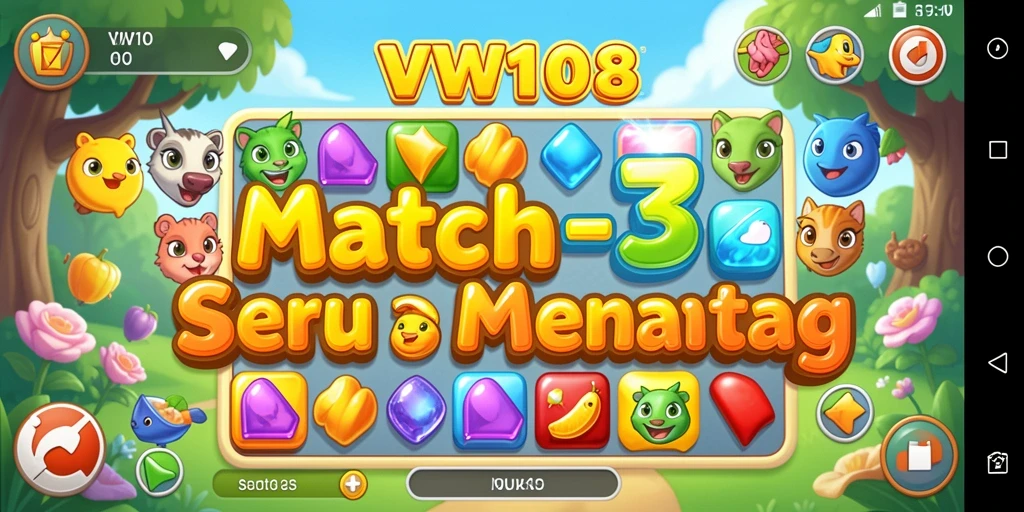 Menampilkan momen seru dari gameplay Match-3 VW108.